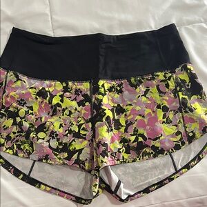 Lululemon Athletica Floral Black Pink Yellow Shorts